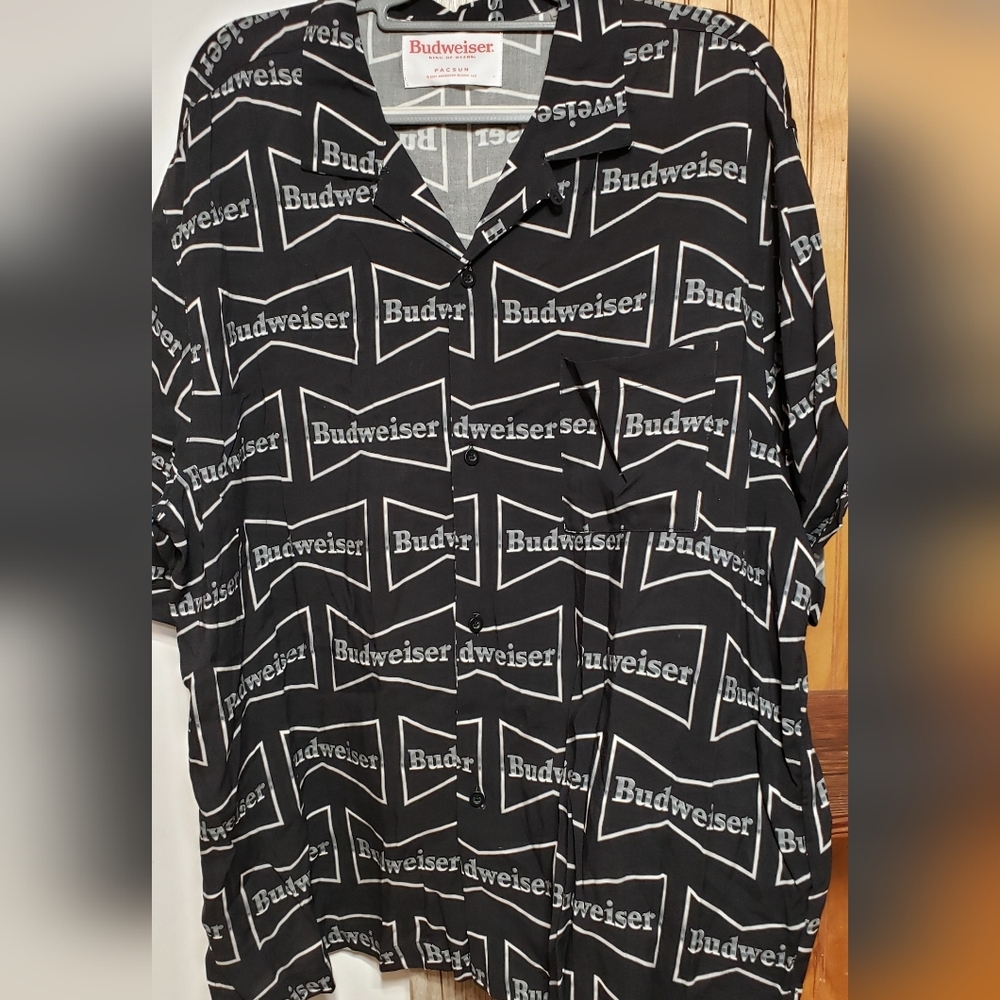 Spring Break Budweiser All Over Print Short Sleeve Button Up Shirt Men XL